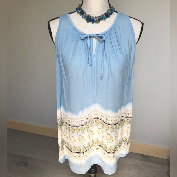 ☁️💙NEW Sonoma Sky Blue Boho Sleeveless Top Large - Picture 2 of 7